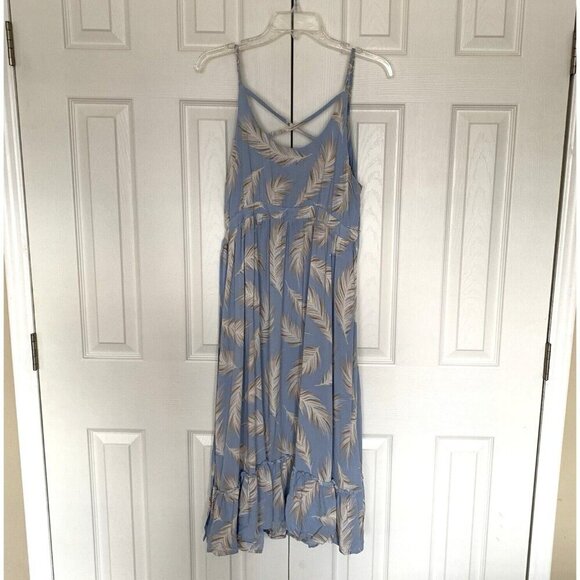 Torrid Light Blue Feather Challis Tie Midi Dress 0 Women’s Large - Picture 1 of 16